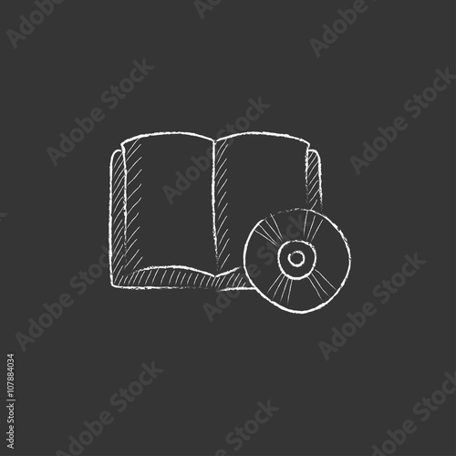 Audiobook and cd disc. Drawn in chalk icon.