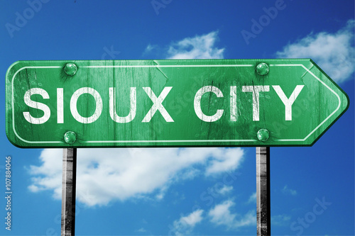 sioux city road sign , worn and damaged look photo