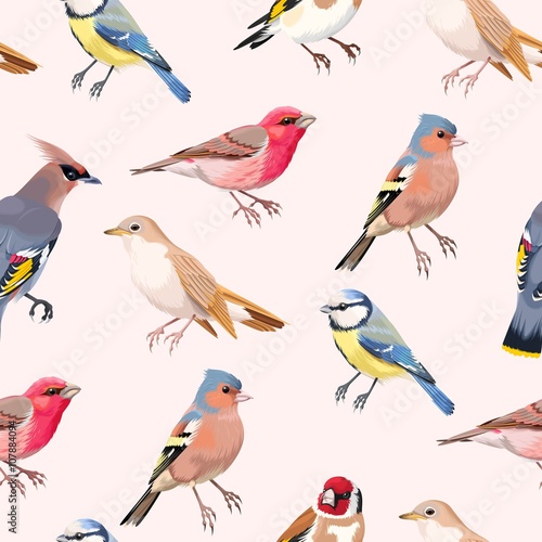Colorful songbirds seamless