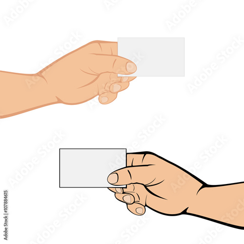 Hands with card on white background