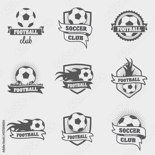 set of football or soccer labels, badges and logos. vector illustration