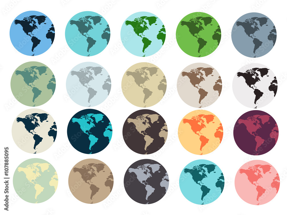 Obraz premium Planet Earth. Set of Earth globe icons isolated.