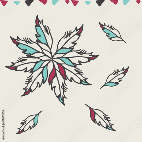 Hand drawn geometric ethnic seamless pattern