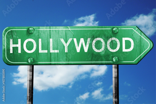 hollywood road sign , worn and damaged look
