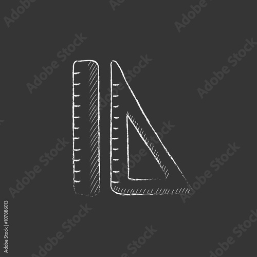 Rulers. Drawn in chalk icon.
