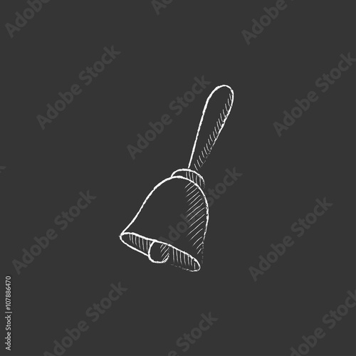 School bell. Drawn in chalk icon.