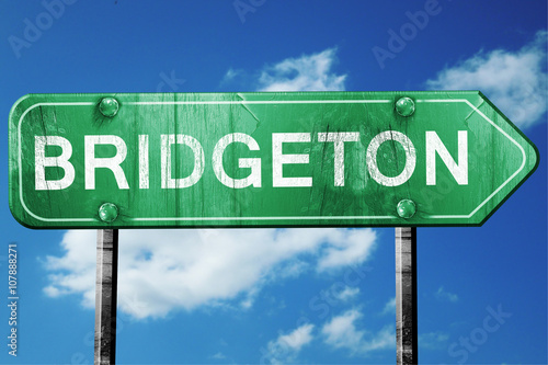 bridgeton road sign , worn and damaged look photo