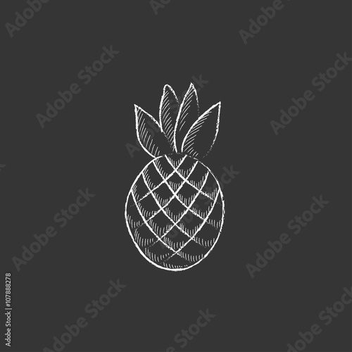Pineapple. Drawn in chalk icon.
