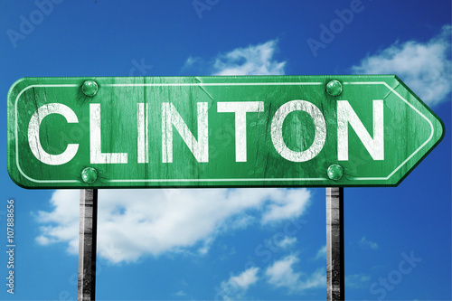 clinton road sign , worn and damaged look photo