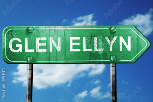 glen ellyn road sign , worn and damaged look photo