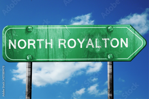 north royalton road sign , worn and damaged look photo