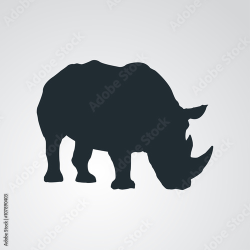 Icono plano silueta de rinoceronte en fondo degradado