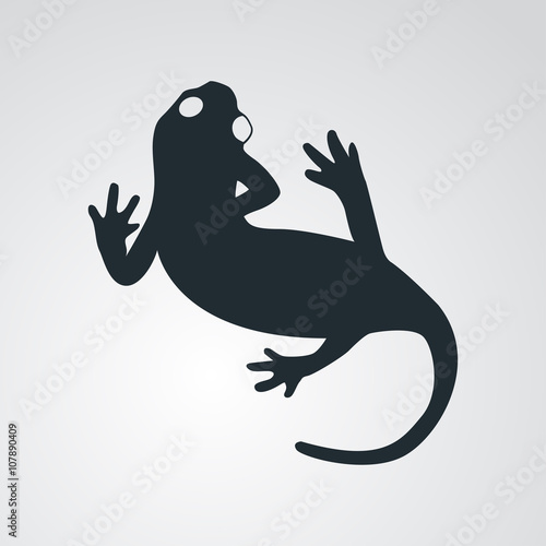 Icono plano silueta iguana en fondo degradado