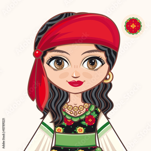 Gypsy girl. Historic clothes. Portrait. Avatar.