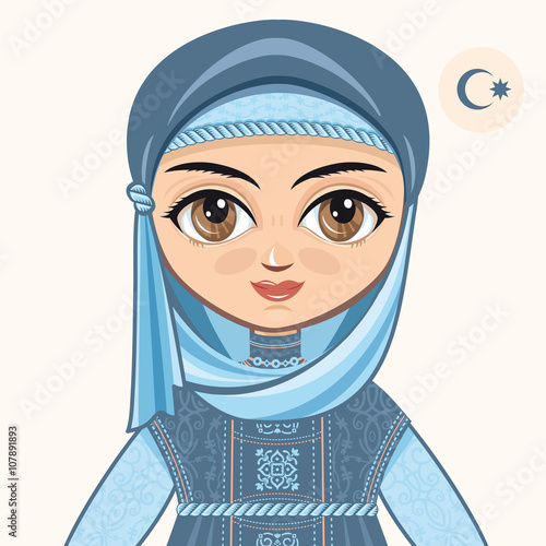 The girl in muslim dress. Historical clothes.  Portrait. Avatar.