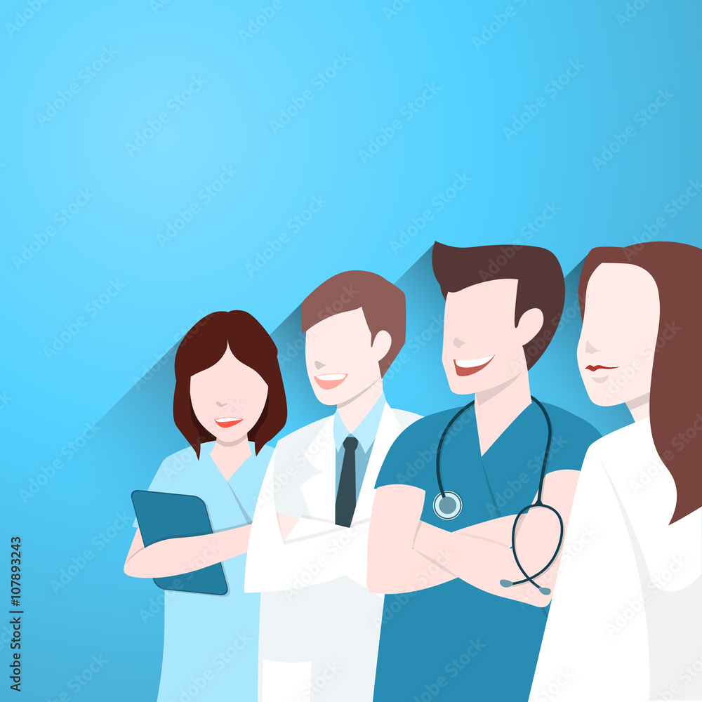 Doctors group, Happy medical team, Vector illustration Doctors group, Happy medical team, Vector illustration