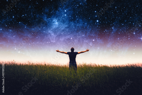 Vászonkép Man silhouette . Elements of this image furnished by NASA