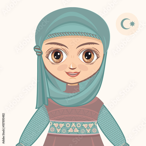 The girl in muslim dress. Historical clothes.  Portrait. Avatar.