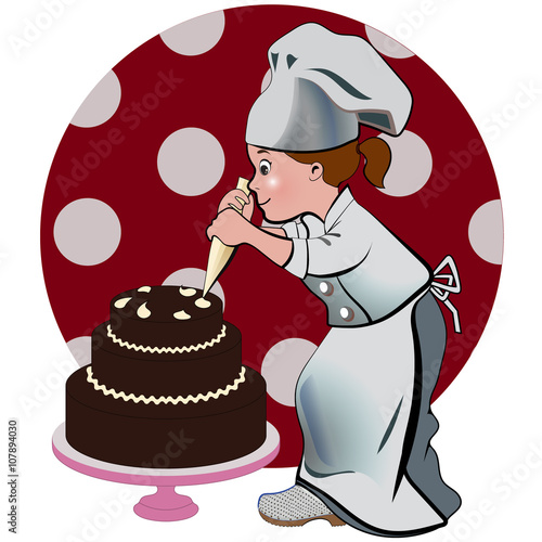 Little Cook Girl preparing a cake / Yes, a cake is beautiful and sweet thing, specially if it is created by sweet little girl.