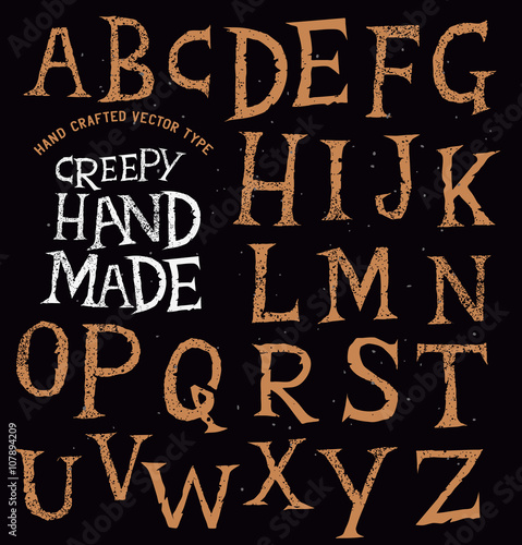 Creepy Ancient Handmade Lettering. vector illustration.