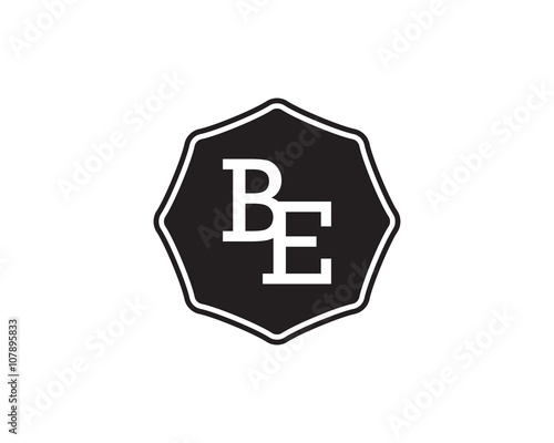 BE retro initial monogram letter logo. vintage label typography.