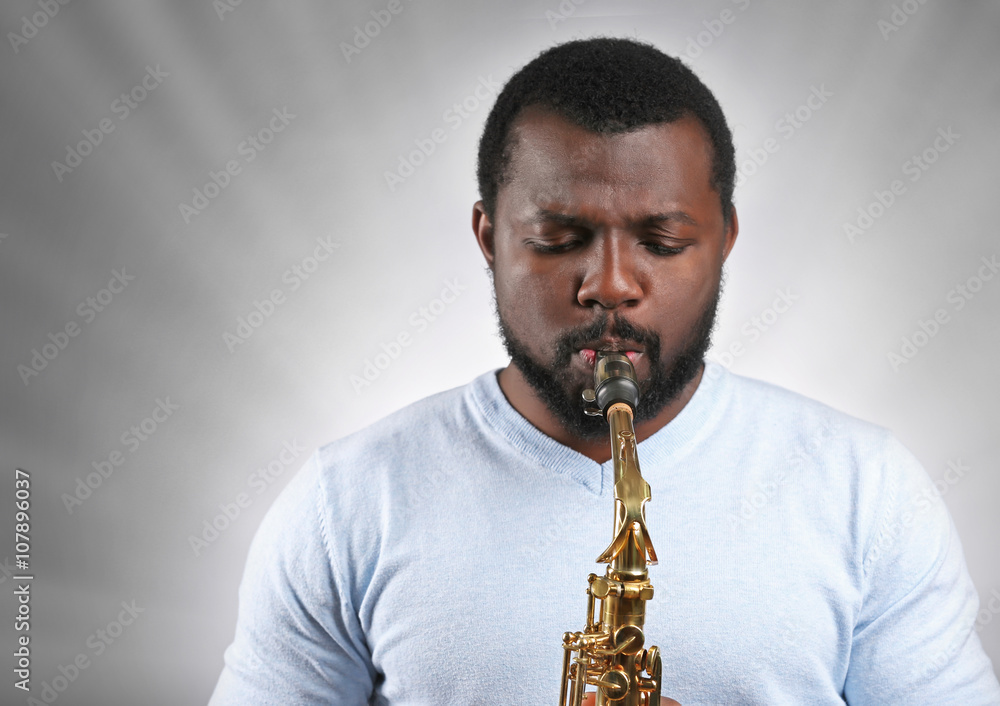Fototapeta premium African American jazz musician playing the saxophone