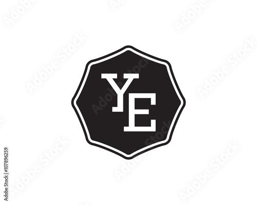 YE retro initial monogram letter logo. vintage label typography.