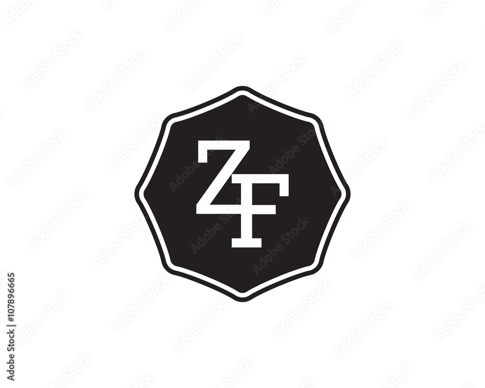 Obraz premium ZF retro initial monogram letter logo. vintage label typography.