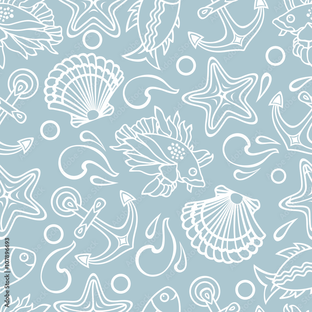 Marine pattern. Seamless. Marine pattern. Seamless.