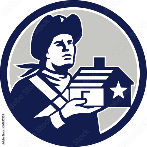 American Patriot Holding House Circle Retro
