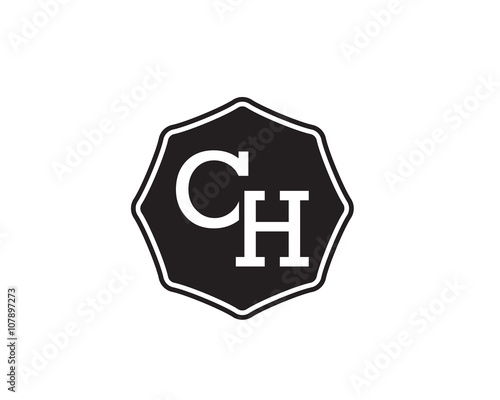 CH retro initial monogram letter logo. vintage label typography.