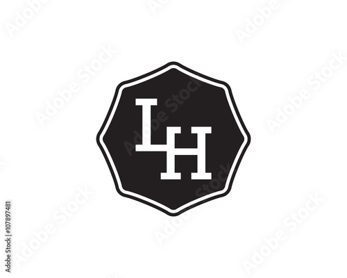 LH retro initial monogram letter logo. vintage label typography.