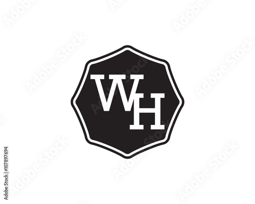 WH retro initial monogram letter logo. vintage label typography. © vectorlia