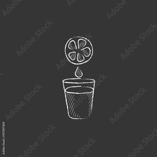 Glass of juice. Drawn in chalk icon.