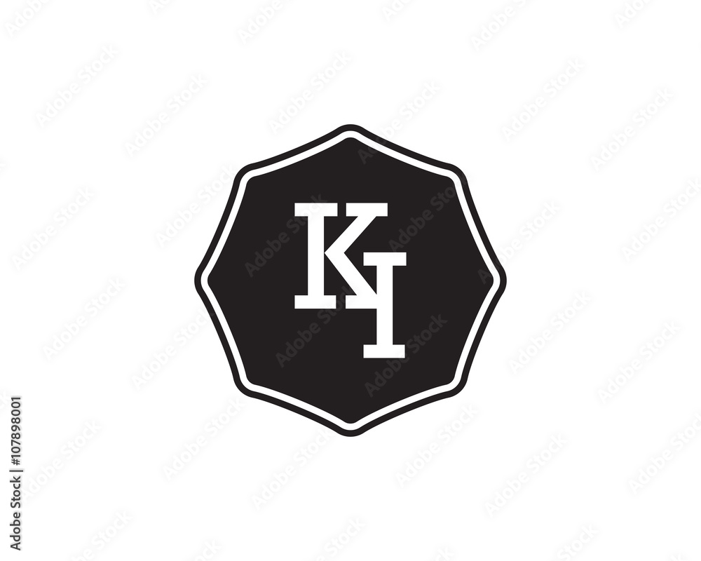 Obraz premium KI retro initial monogram letter logo. vintage label typography .