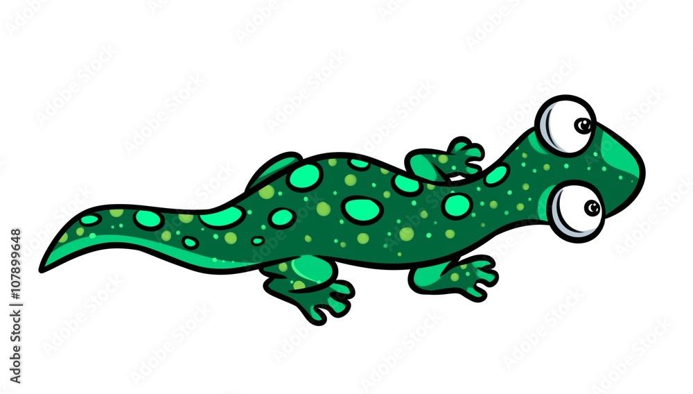 Obraz premium Green lizard cartoon illustration image animal character