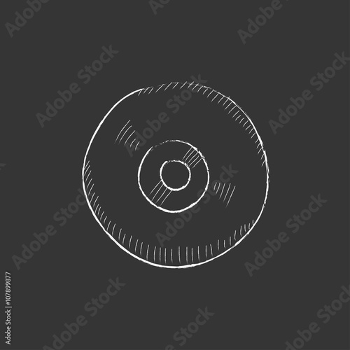 Reel tape deck player recorder. Drawn in chalk icon.