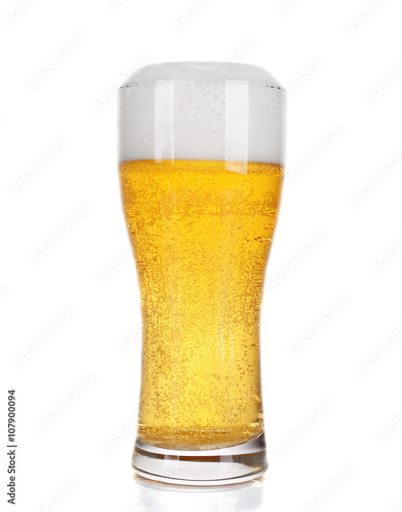 Glass of light beer, isolated on white Glass of light beer, isolated on white