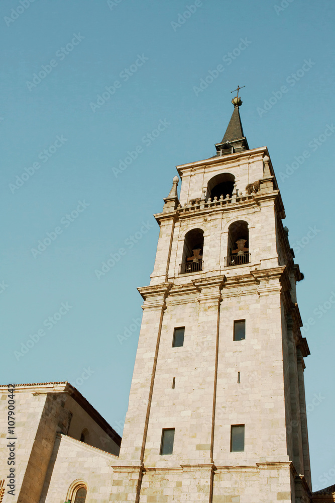 Tower of cathedral in Alcala, Madrid,Spain