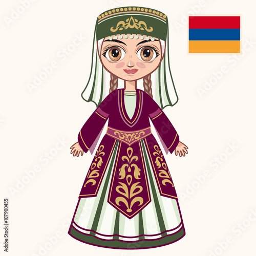 The girl in Armenian dress. Historical clothes. Armenia