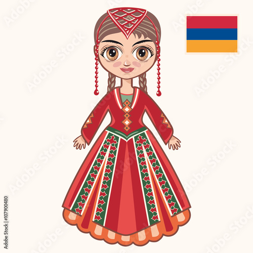 The girl in Armenian dress. Historical clothes. Armenia