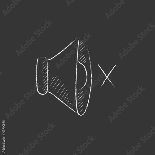 Mute speaker. Drawn in chalk icon.