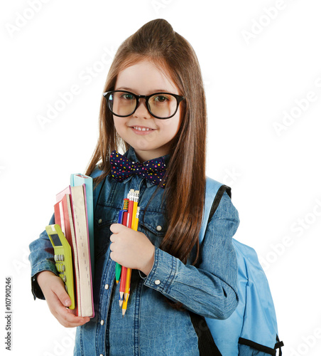 Little girl with backpack h...