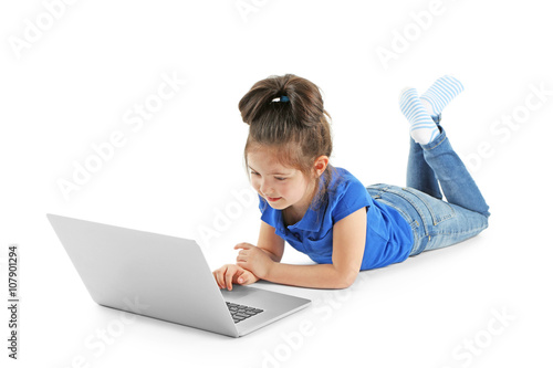 Little girl with laptop iso...