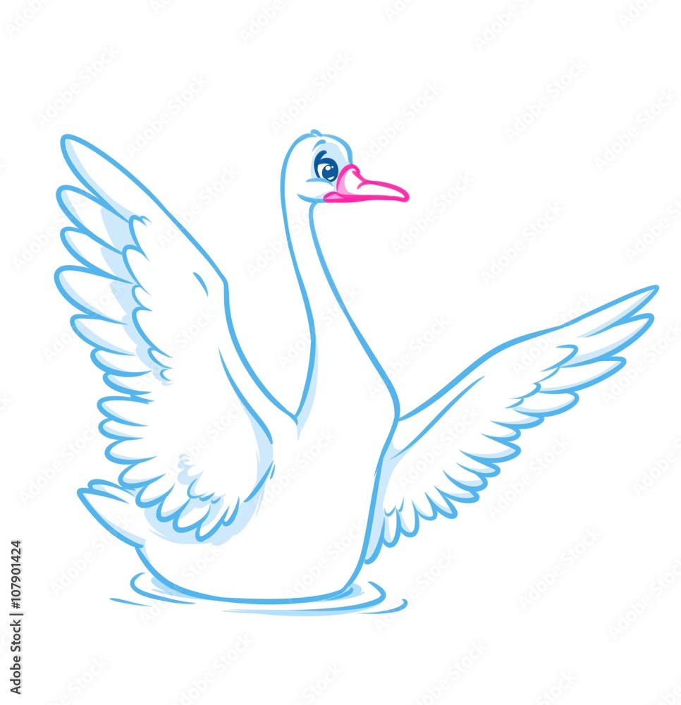 Fototapeta premium White Swan animal character cartoon illustration 