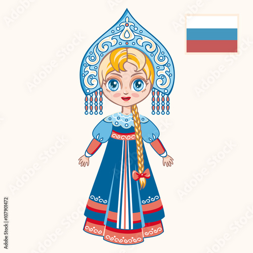 The girl in Russian dress. Historical clothes. Russia