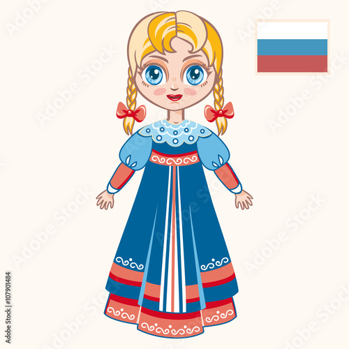 The girl in Russian dress. Historical clothes. Russia