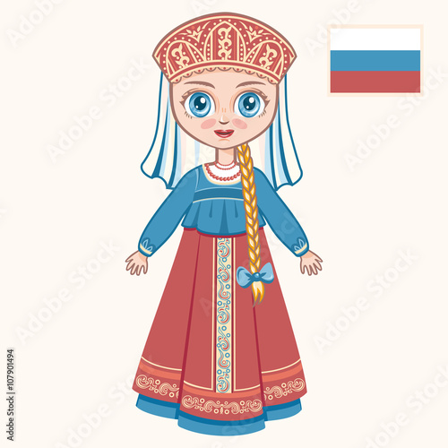 The girl in Russian dress. Historical clothes. Russia