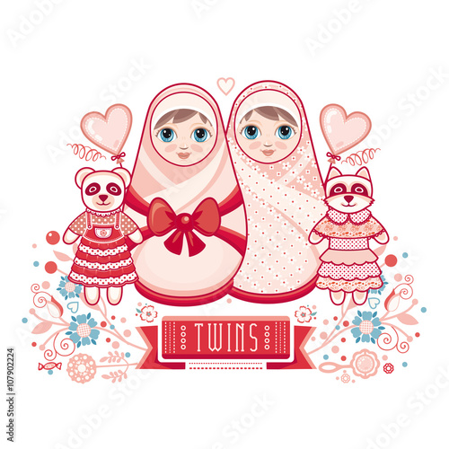 Newborn little baby. Greeting card of the newborn. 