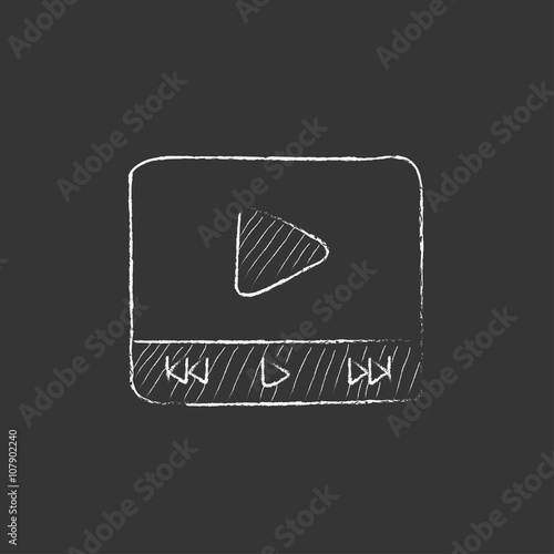 Video player. Drawn in chalk icon.